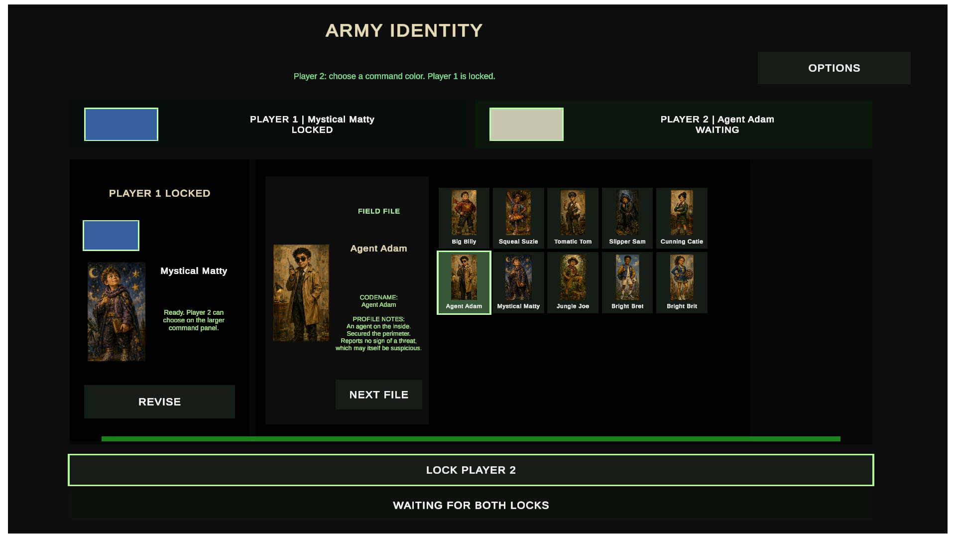 MiliChess choose your general screen