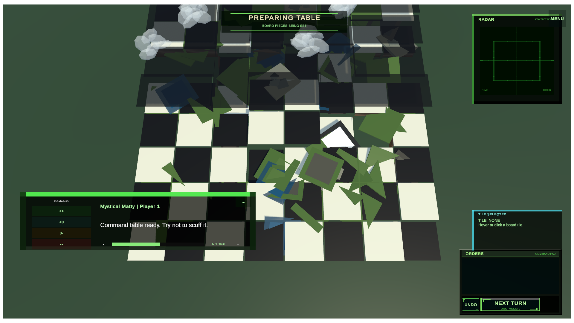 MiliChess tabletop game screen